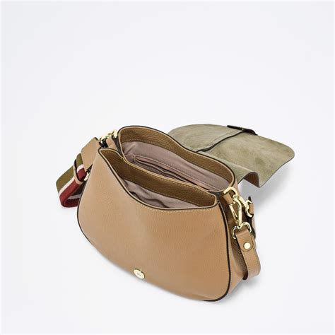 Borsa a tracolla con pelle in Beige 